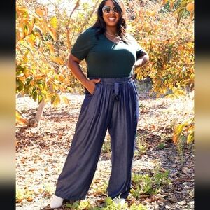 Lularoe Dianne Wide Leg Paper Bag Pants Size XXS Chambray Collection